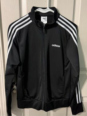 adidas Black Track Jacket with White Stripes